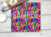 Rainbow Fractal Patterned Adhesive Vinyl 721